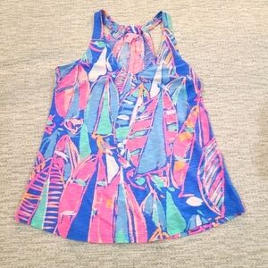 Lilly Pulitzer Minka Trapeze Sailboat Tank Top Sz XS Colorful Tropical Casual